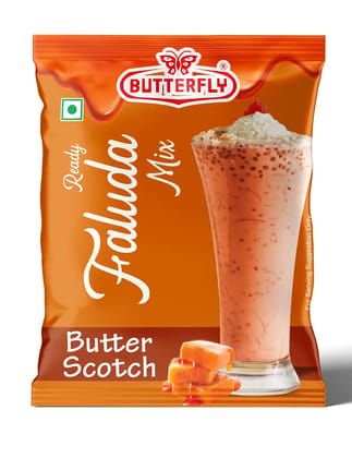 Butterfly Ready Faluda Mix (Butterscotch Pouch) (Weight - 90g) by Butterfly Dessert Mixes and Bakery Needs.
