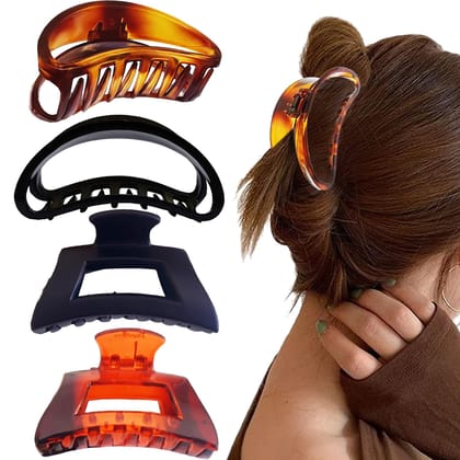 BIRDWARE 4 Colors Hair Clips Claw Clips Hair Claw Clips, Nonslip Medium Large Jaw Clip for Women Girls, 2 Square Matte and 2 Bright Acrylic Hair Clamps for Thick Thin Fine Long Hai BIRDWARE 4 Colors Hair Clips Claw Clips Hair Claw Clips, Nonslip Medium L