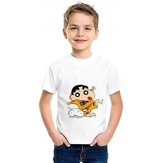 Boys Cartoon/Superhero Cotton Blend T Shirt (White, Pack of 1)
