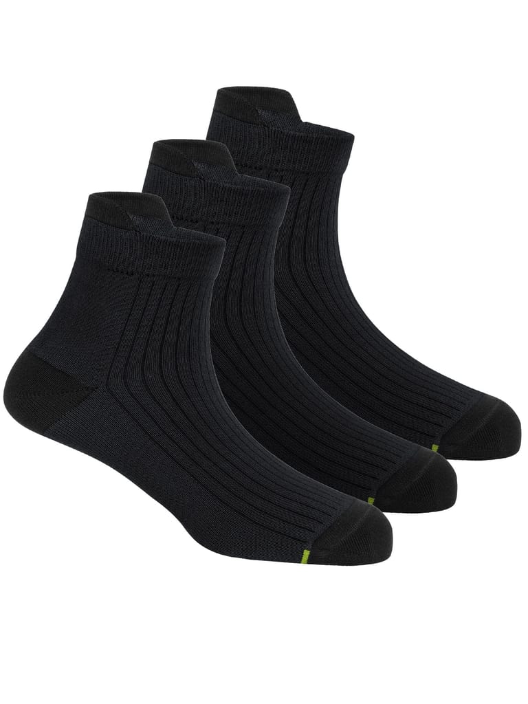 Freecultr Ankle Socks | Breathable Bamboo Fibre | Odour Resistant | Thermo Regulated | Moisture Wicking | Anti-Slip Y-Heel | Soft & Comfortable Set of 3 Black - Socks | Buy online on ZillyBuy