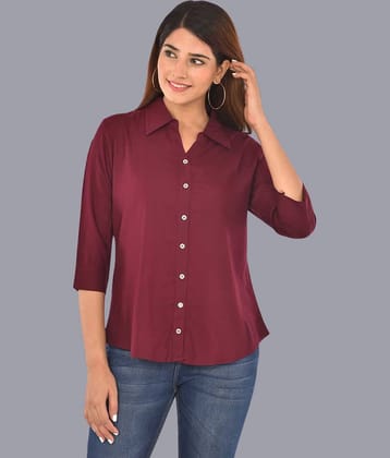 FABISHO Women Solid Rayon Shirt ( Wine )