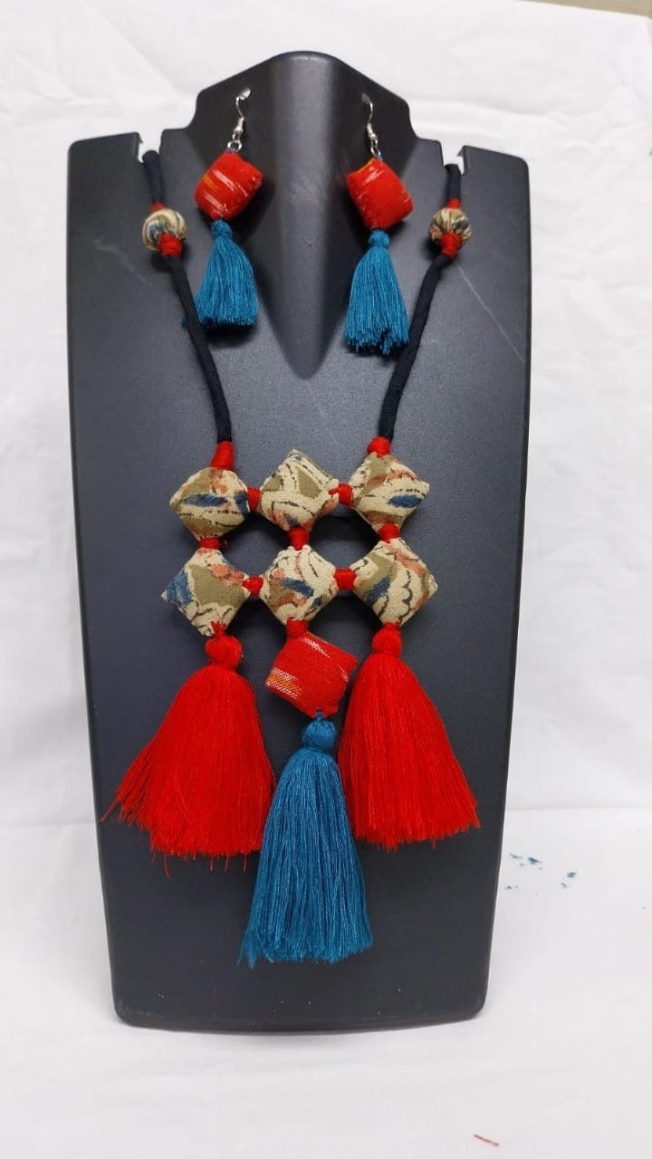 7 Square Bohemian Tassel Necklace - Colorful Statement Jewelry