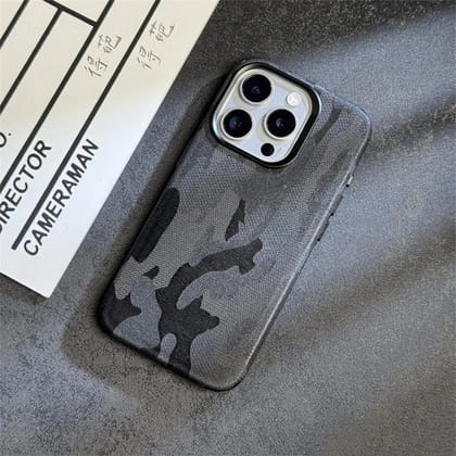 iPhone 14 Series Camouflage Magnetic Leather Case With Camera Bumper-iPhone 14 / Black