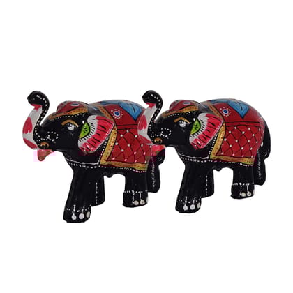 DreamKraft Paper Mache Handcrafted Set of 2 Elephant Showpiece for Home Decor and Gift Purpose