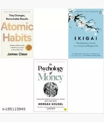 Combo Of Best Seller Books: Psychology Of Moneyy + Atomic Habitss + Ikiggai