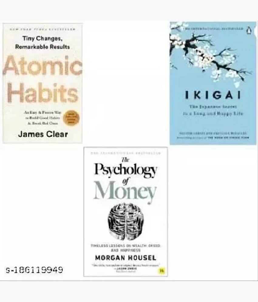 Combo Of Best Seller Books: Psychology Of Moneyy + Atomic Habitss + Ikiggai