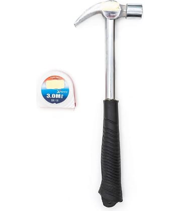 GLOBUS 1448 STEEL HAND TOOL SET/2 PCS ( HAMMER 1/2 LBS AND MEASURING TAPE 3 MTR/ 10 FEET AND 120  INCH.)
