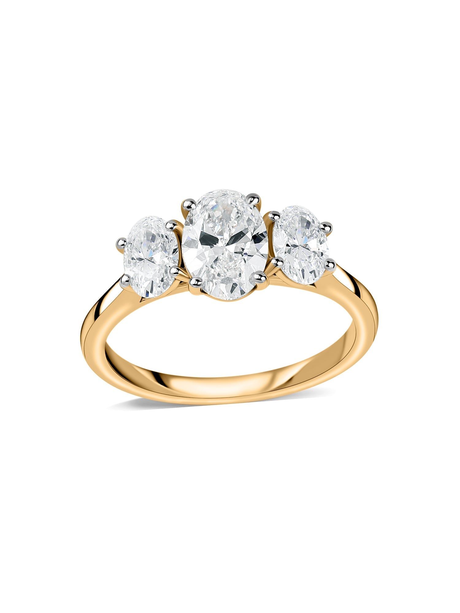 Three Stone Lab Grown Diamond Band Ring-10 / 9K / Yellow Gold