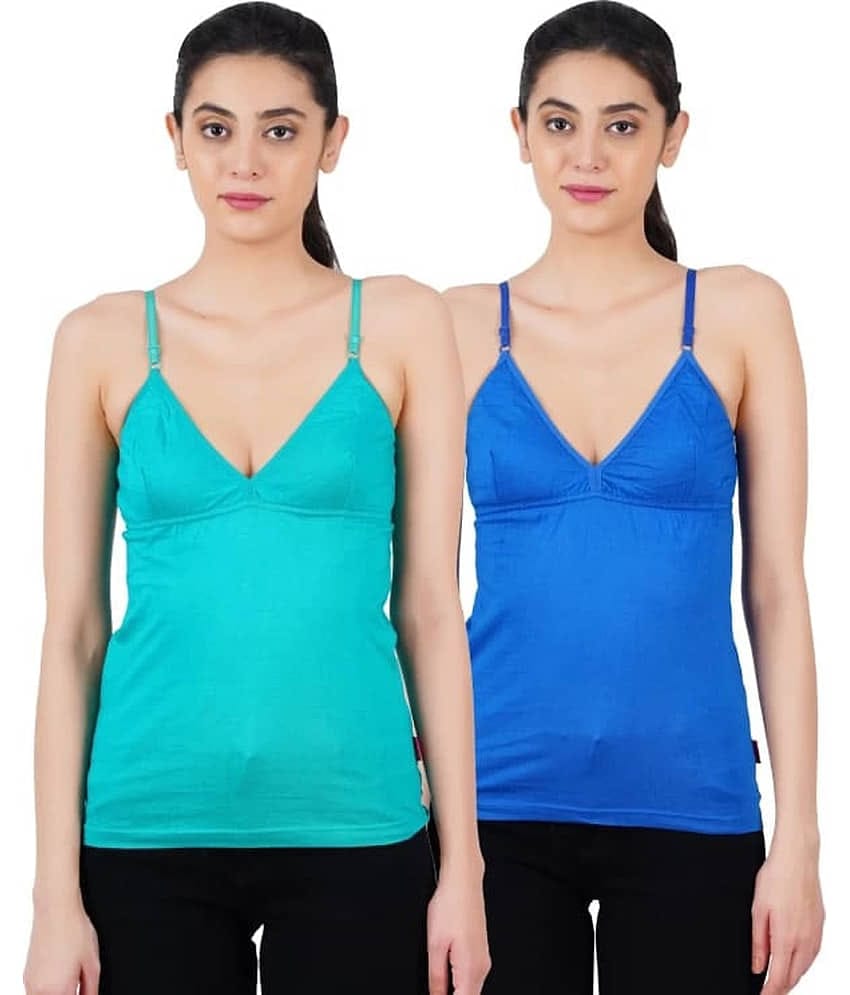 sudarking Pack of 2 Cotton Blended Camisoles ( Blue )
