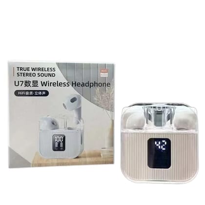 U7 Wireless Bluetooth Earbuds with LED Display, Deep Bass & Clear Calling