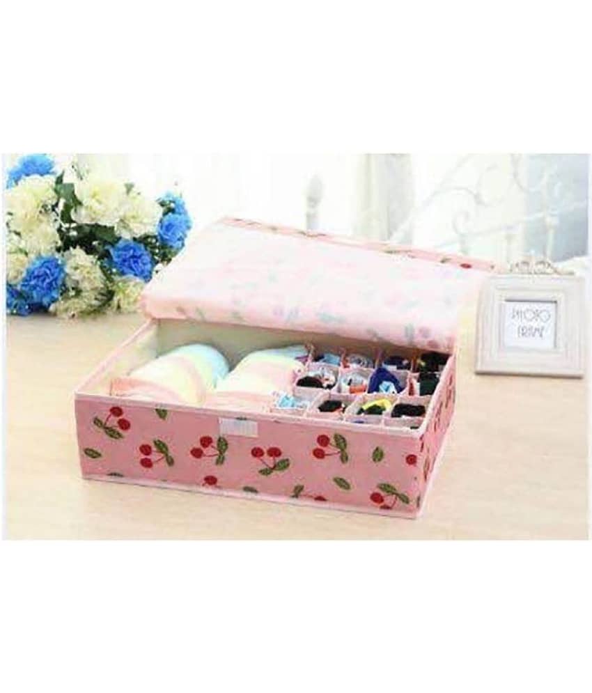 House of Quirk 15+1 Compartment Foldable Non-Smell Non Woven Fabric Storage Box for Closet (30 cm x 49 cm x 11.51 cm)