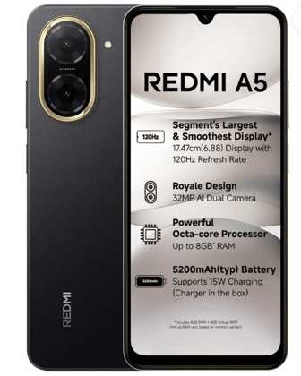 Redmi A5 ( Just Black,  4 GB) (128 GB RAM)