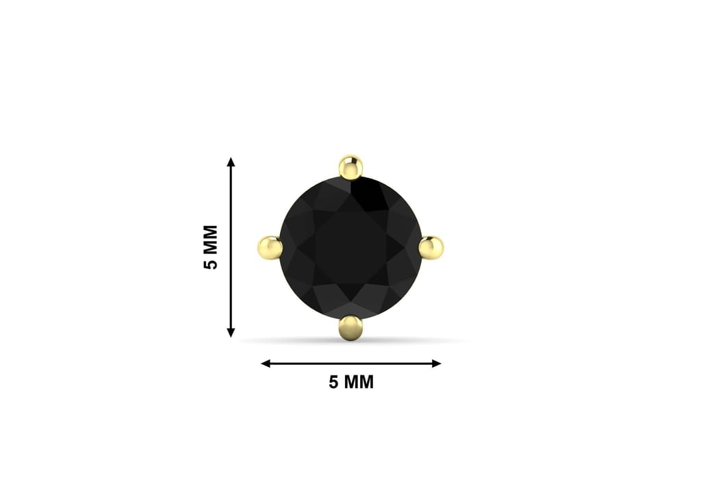 Black Round Solitaire Men's Ear Stud (1 Pc Only)