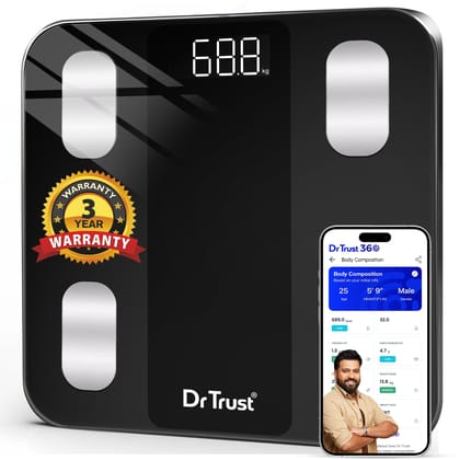 Dr Trust USA Legend Smart Body Fat Analyzer & BMI Weight Machine, 14 Body Composition Metrics Analysis with Dr Trust 360 App, personal Weighing Machine 526  for Accurate Health Monitoring