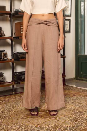 Flared Linen Pants-XS