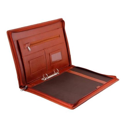 Katyani Leatherette Material Professional 2 Ring File Folders (Size: fS Colour: Tan) with 20 Leafs