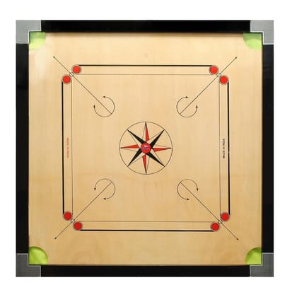 MM TOYS Premium Wooden Carrom Board 32x32 Inch with Coins & Acrylic Striker for Family Tournaments, 10+ Years