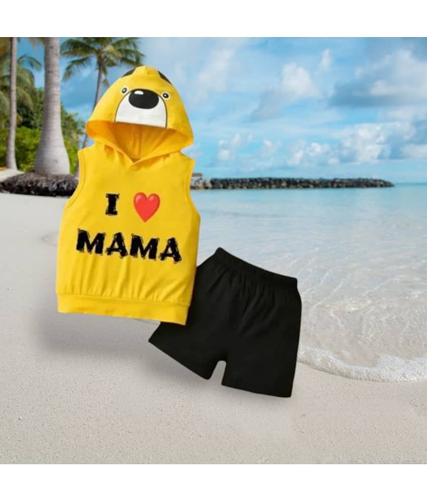 ODIMENT Pack of 1 Boys Cotton T-Shirt & Shorts Set ( Yellow )