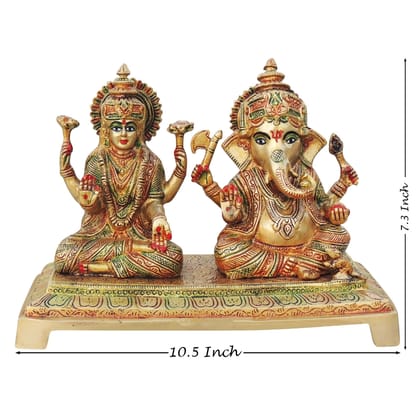 Brass Laxmi Ganesh Puja Idol | Premium Brass Murti for Mandir, Height : 7.3 Inch (BSMAS1246 B)