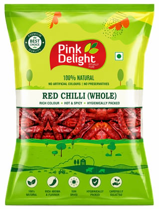 Pink Delight Premium Red Chilli Whole/Lal Mirch Sabut 50g