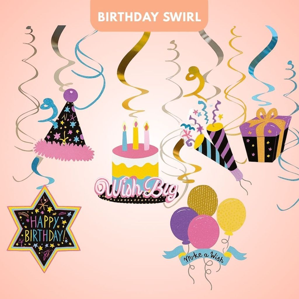 Colorful Fun Birthday Swirl Decoration - 12PC - Party and Festive Needs | Buy online on ZillyBuy