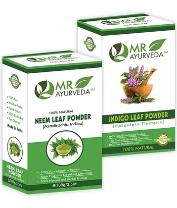 MR Ayurveda 100% Pure Neem Powder and Indigo Powder Hair Scalp Treatment 200 g Pack of 2