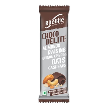 RiteBite Max Protein Multigrain Energy Bar - Choco Delite, Healthy Snack, High In Protein & Fibre, With Real Almond, 40 g