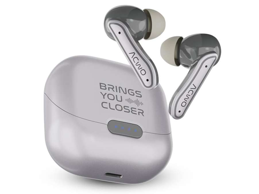 ACwO Dwots 737 Wireless in Ear Earbuds, 70Hrs Playtime, Up to 32Db ANC, 4 Mics with Enc, Bluetooth V5.4, Hyperboost 10Mins Charge= 120Mins Playtime - Mercuy-Silver