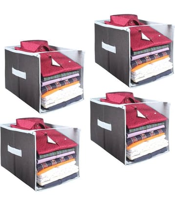 PrettyKrafts Shirt Stacker, Closet Organizer, Open Front, Shirts and Clothing Organizer, (Set of 4) BrownBeige