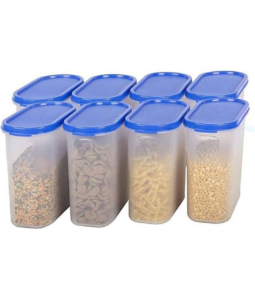 iview kitchenware - Grocery/Food/Pasta Plastic Navy Blue Dal Container ( Set of 8 )