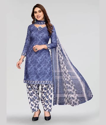 Kashvi Unstitched Crepe Printed Dress Material - Blue ( Pack of 1 )