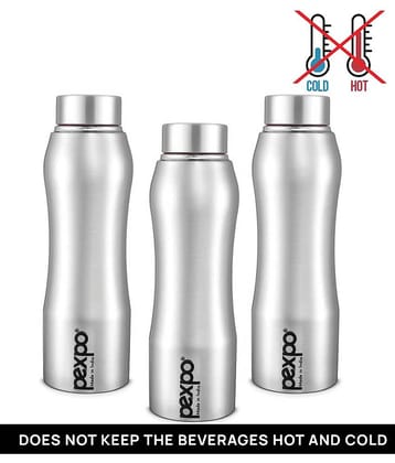 PEXPO 1000 ml Stainless Steel Fridge Water Bottle (Set of 3, Silver, Bistro)