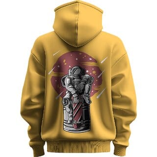 BULL CLOTHING Men's Astronaut Exploration Mustard Yellow Hoodie  Perfect for Comfort ,Soft and Long-Lasting Wear (L)