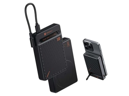 Portronics Chyro 15W Wireless Charging, 20W Max Wired Output, MagSafe Mobile Stand, Bi-Directional Type C Dual Port