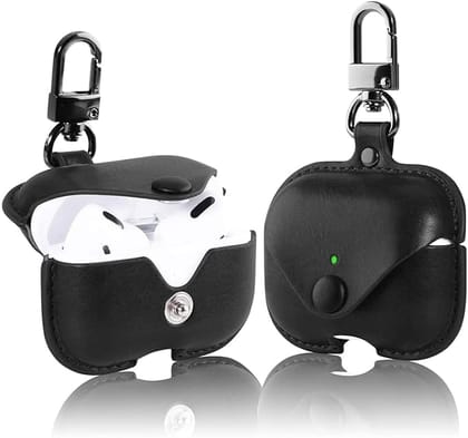 AirPod Pro/Pro 2 Case Leather Style Shockproof with Loss Prevention Clip for Apple Air-Pods Pro Wireless Charging Case For Airpods (Random Colour)