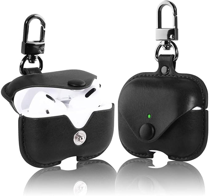 AirPod Pro/Pro 2 Case Leather Style Shockproof with Loss Prevention Clip for Apple Air-Pods Pro Wireless Charging Case For Airpods (Random Colour)