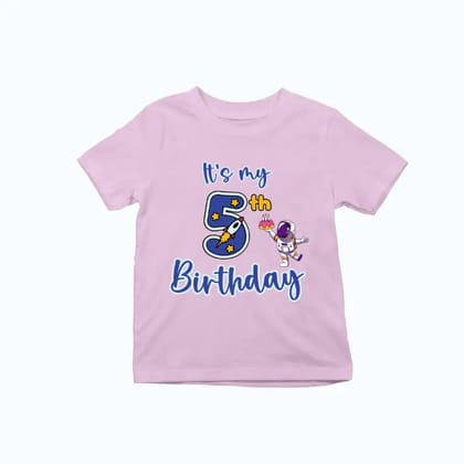 It's My 5th Birthday Exclusive T-shirt for Kids-Pink / 0-12 Months