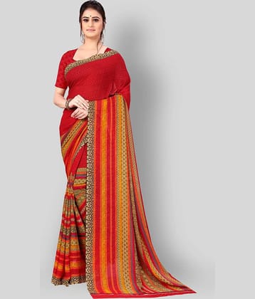 ANAND SAREES Georgette Printed Saree With Unstitched Blouse Piece ( Red )