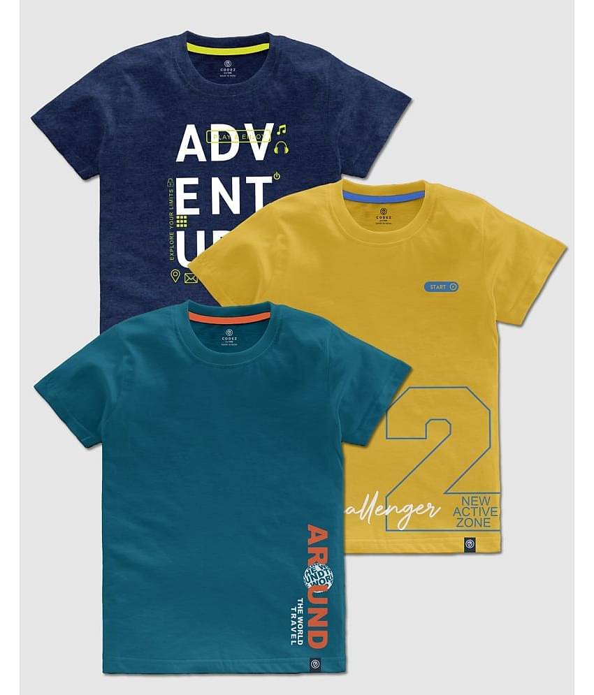 CODEZ Pack of 3 Boys Cotton T-Shirt ( Multicolor )