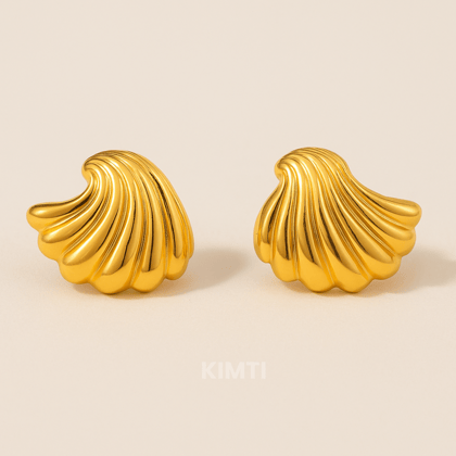 18K Gold Plated Shell Wings Stud Earrings