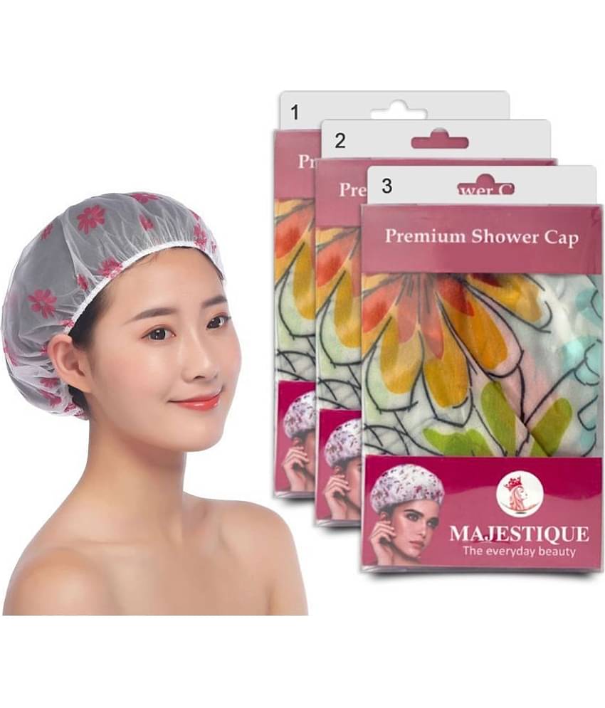 Majestique Shower Cap for Women Ideal for All Hair Lengths Reusable Perfect Hair Cap for Bathing