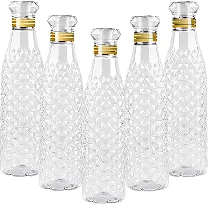 Denzcart Unbreakable Transparent Diamond Design Water Bottles - Pack of 6, 1000 ml (Plastic, Leak Proof) (COLOUR - TRANSPERANT) by Ruhi Import Store Denzcart Unbreakable Transparent Diamond Design Water Bottles - Pack of 6, 1000 ml (Plastic, Leak Proof) (COLOUR - TRANSPERANT) by Ruhi Import Store