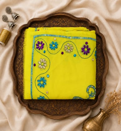 Handcrafted Zari Zardozi Georgette Saree