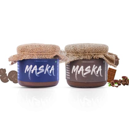 MasKa Peanut Butter Combo | Chocolate Salvation + Aww-Rio (500gm + 500gm) | High Protein | No Hydrogenated Oils | Zero Cholesterol | Zero Trans Fats 500g Each (Pack of 2)