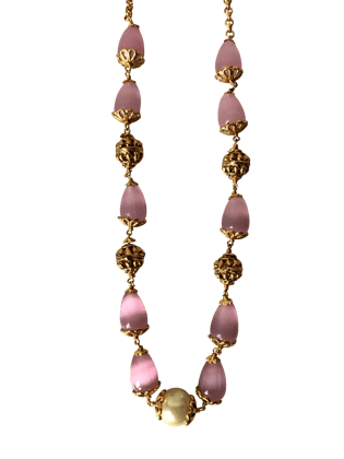 Dainty Pink and Metal Bead Necklace