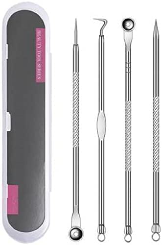 Elecsera Blackhead Comedone Acne Blemish Remover Stainless Needles Remove Tool Kit (Silver) - (Pack of 4)