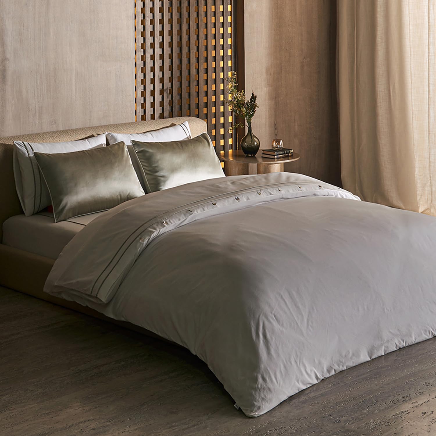 DDECOR - Astoria Collection 100% Cotton Plain & Texture Pattern 180TC Super King Bedsheet |274 CM X 274 CM| - Grey