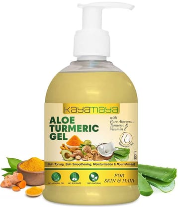 Aloe Vera Gel with 100% Pure Aloe Vera Plant, Turmeric & Vitamin E for Face, Skin & Hair