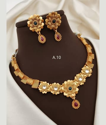 Shivay Fashion Golden Alloy Necklace Set ( Pack of 1 )