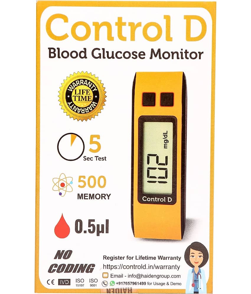 Control D Blood Glucose Monitor(Pack of 25 Strips, Black)